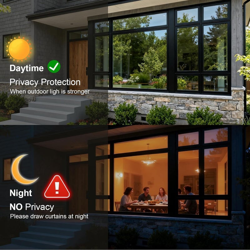 Dwersty One Way Daytime Window Privacy Film See Out Not in, Window Tint for Home, Reflective Mirror Glass Windows Coverings Sun Heat UV Blocking, Black-Silver, 17.5" X 78.7" - Image 3